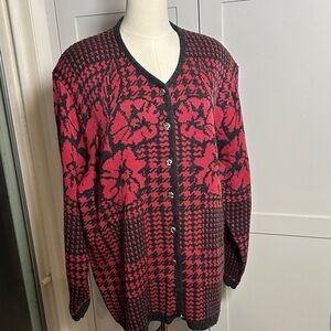 TanJay Women Pink and Gray Knit Cardigan With Removable Shoulder Pads Size 1X